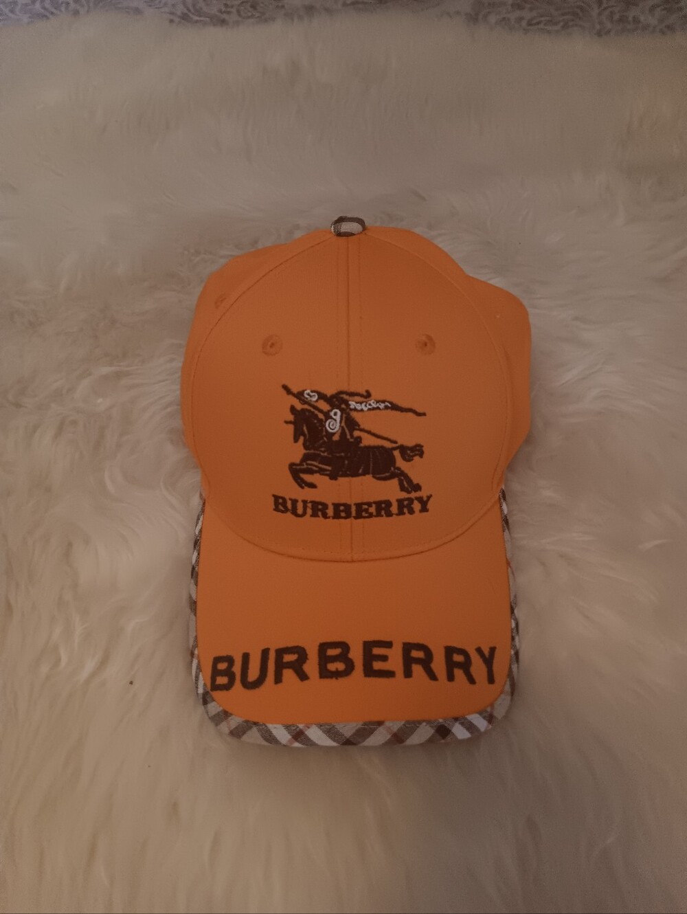 Burberry Orange Equestrian Logo Baseball Cap